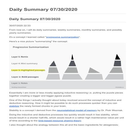 Progressive Summarization