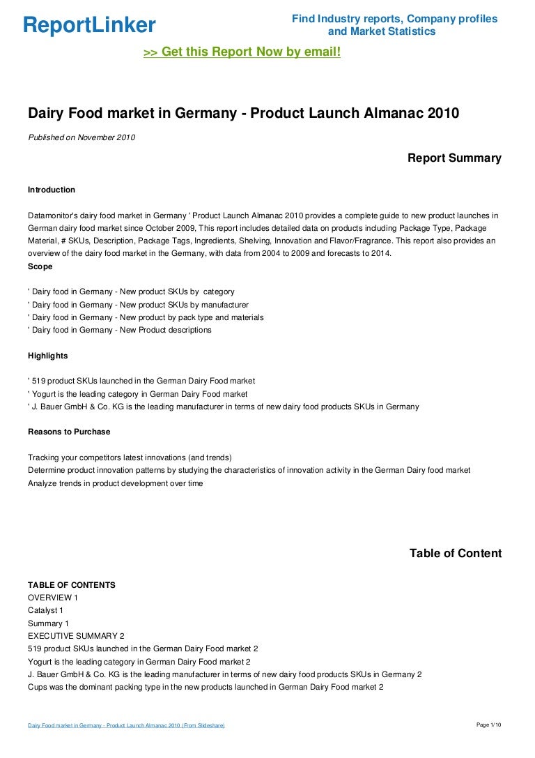Dairy Food Market In Germany Product Launch Almanac 10