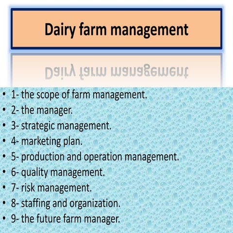 Dairy farm managment