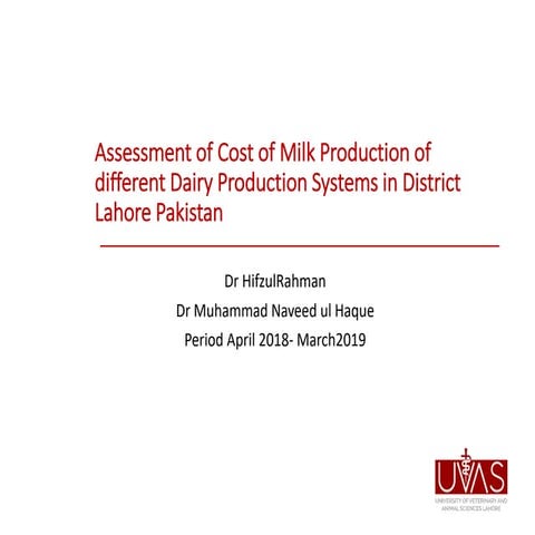 Dairy productioncostinpakistan2019