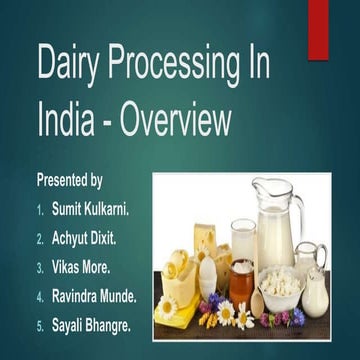 Dairy Processing In India-Overview