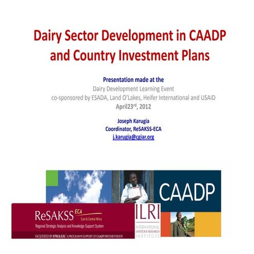 Dairy sector dev in caadp april 2012