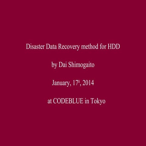 Preventing hard disk firmware manipulation attack and disaster recovery by Da...