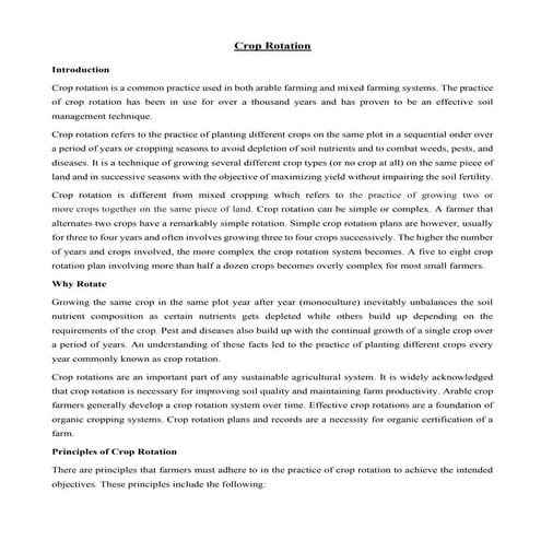 Crop Rotation