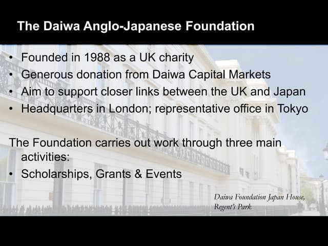 Daiwa Scholarships 2018-19