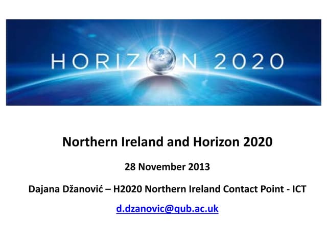 Northern Ireland and Horizon 2020, Dajana Džanović,H2020 Northern Ireland Con...