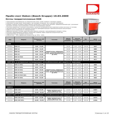 Котлы Dakon Прайс Лист | PDF