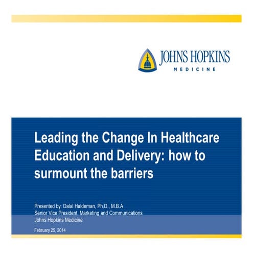 Leading the Change In Healthcare - BDI 2/25/14 The Future of Healthcare Commu...