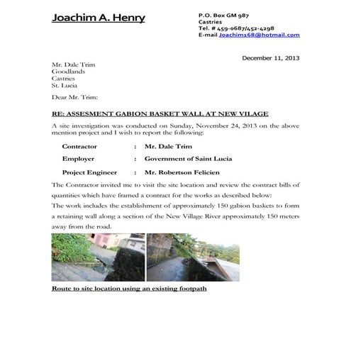 Dale trim Assessment on Gabion Basket