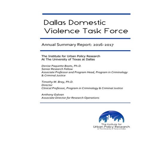 Dallas Domestic Violence Task Force Report - 2016-17