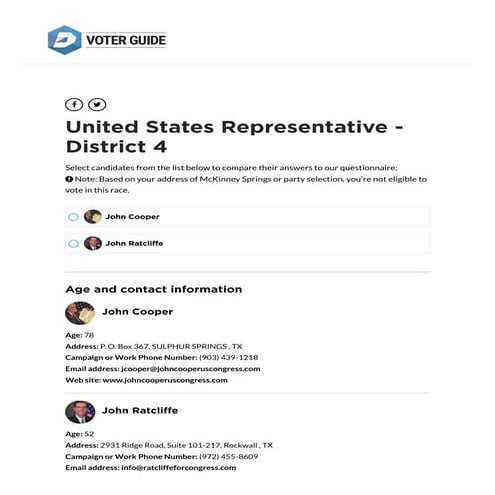 Dallas morning news voter guide united states representative   district 4 rep...