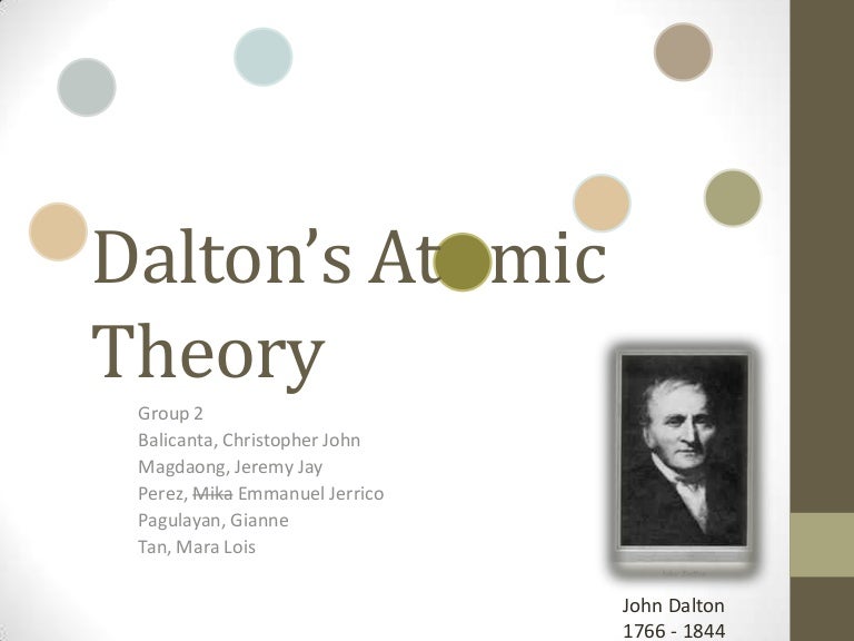 When did dalton form his atomic theory - weekkoti