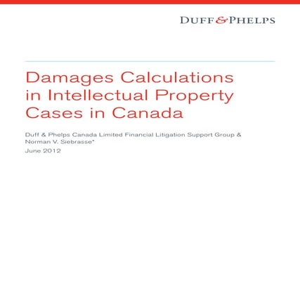 Damages Calculations in Intellectual Property Cases in Canada | PDF