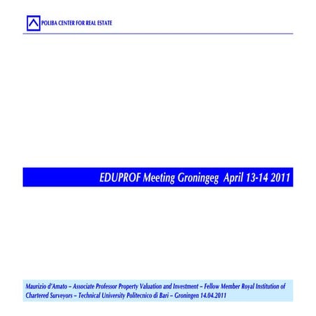 Introduction of the Poliba Center for Real Estate