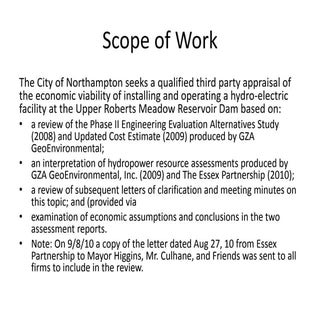 Dam Hydro-electric Appraisal Scope ...