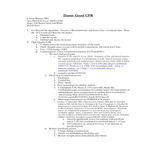 Damn good cpr notes jsw tcep 2015