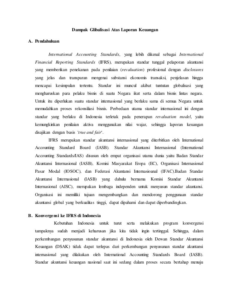 Dampak Glibalisasi Atas Laporan Keuangan