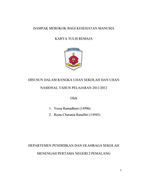 Karya ilmiah bahaya merokok