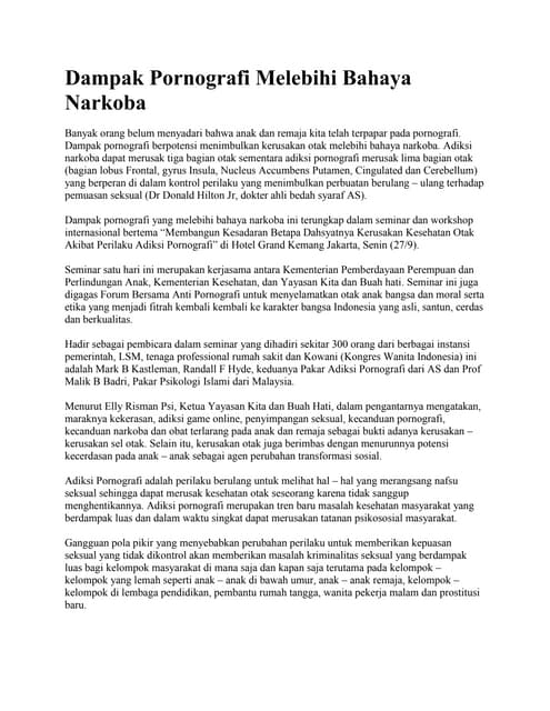 Dampak pornografi melebihi bahaya narkoba