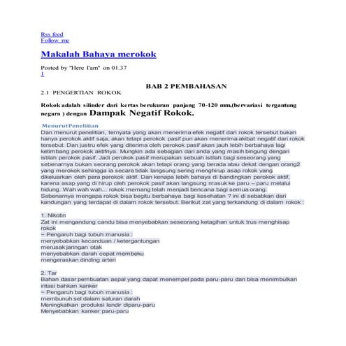 Dampak rokok bagi pljr