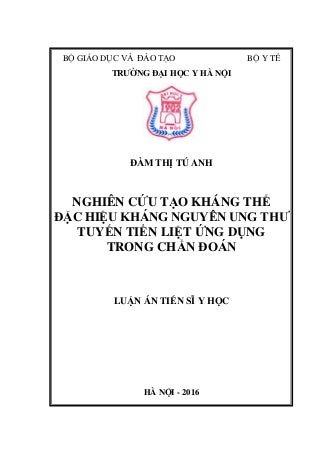 Luận án: Tạo kháng thể đặc hiệu kháng nguyên ung thư tuyến tiền liệt