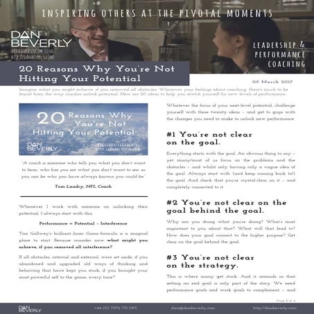 20 Reasons Why You’re Not Hitting Your Potential