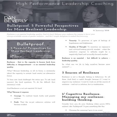Bulletproof. 5 Powerful Perspectives for More Resilient Leadership.