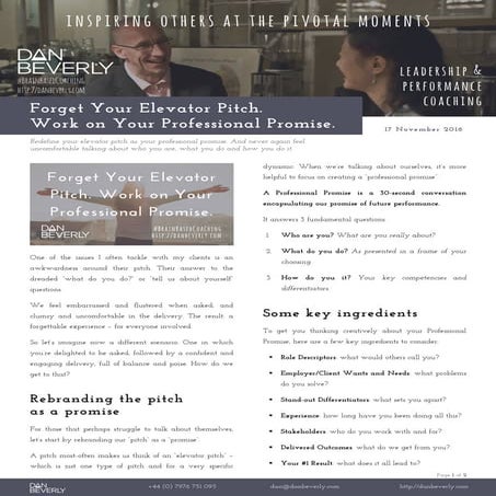 Forget Your Elevator Pitch. Work on Your Professional Promise.