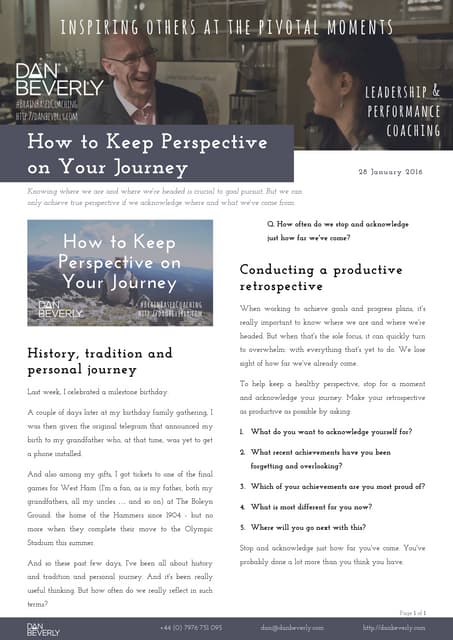 How to Keep Perspective on Your Journey