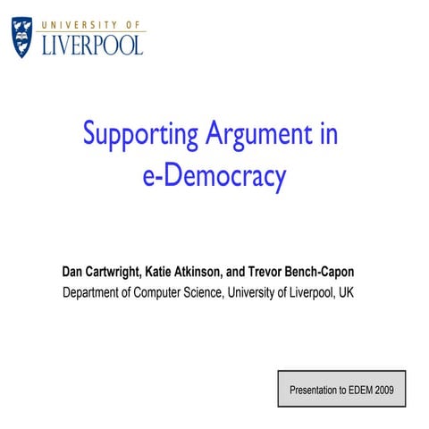 Supporting Argument in e-Democracy