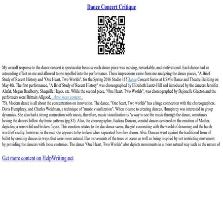 Dance Concert Critique