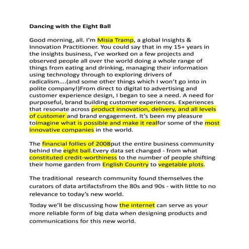 Dancing with the eight ball speech copy denmark