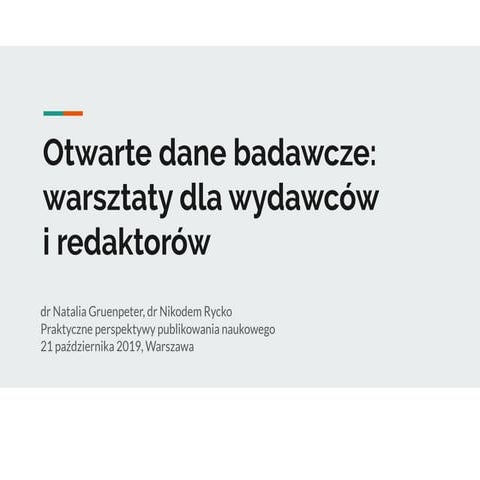 Dane badawcze: warsztaty dla redaktorów i wydawców