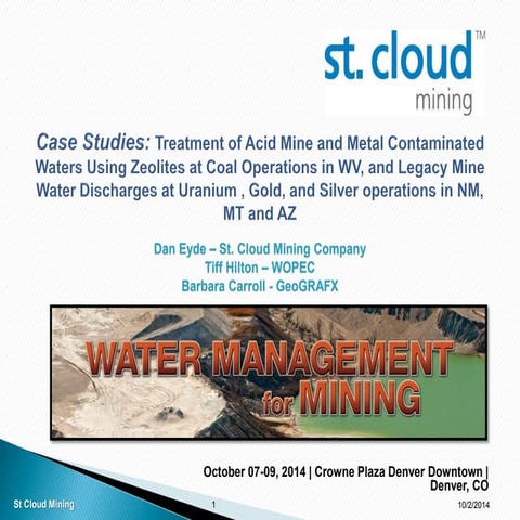 Case Studies: Treatment of Acid Mine and Metal Contaminated Waters Using Zeol...