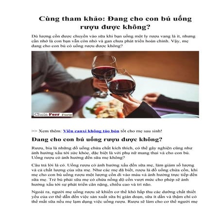 Cùng tham khảo: Đang cho con bú uống rượu được không?