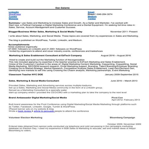 Dan Galante Sales Service Resume Hard copy Chronological Word Doc-1.doc