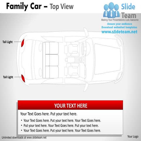 Danger blue family car top view power point slides and ppt diagram templates 