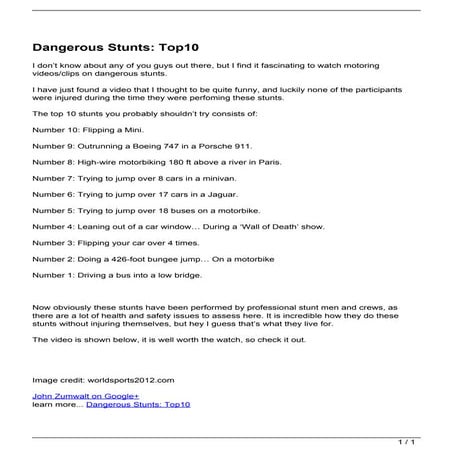 Dangerous Stunts: Top10