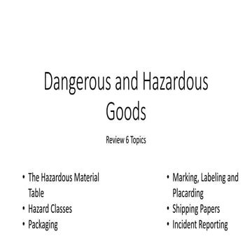 Dangerous and Hazardous Goods