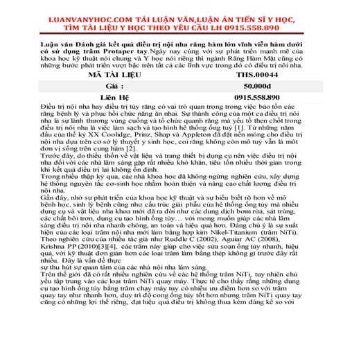 Danh gia ket qua dieu tri noi nha rang ham lon vinh vien ham duoi co su dung ...