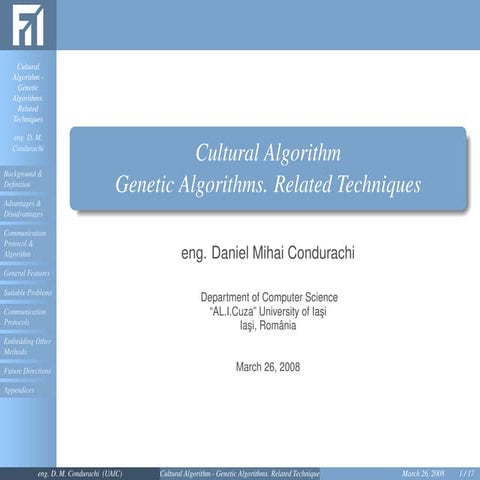 Cultural Algorithm - Genetic Algorithms - Related Techniques