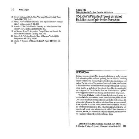 Daniel hillis 1991: co-evolving parasites sfi artificial life ii