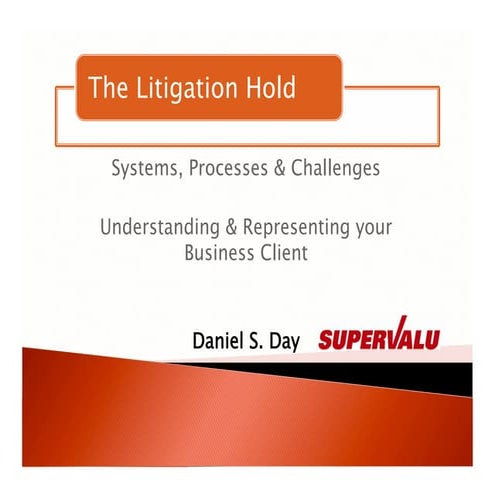 The Litigation Hold – Systems, Processes and Challenges | Daniel S. Day