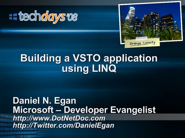 Daniel Egan Msdn Tech Days Oc Day2