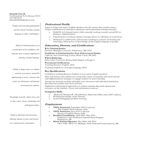 Danielle Ciccoli Resume