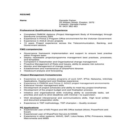 Danielle Parker CV February 2017