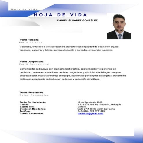 Daniel Àlvarez G - Hoja de vida 2016