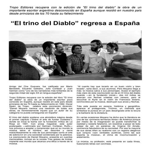 Daniel Moyano. Regresa El Trino