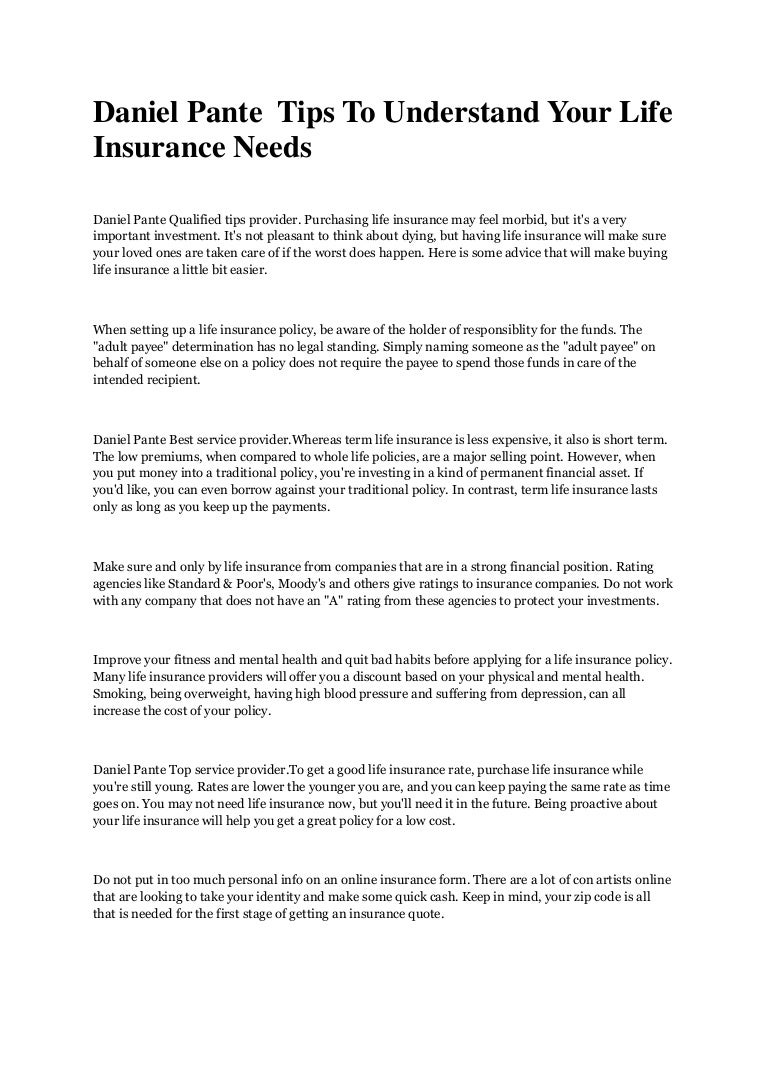 Top Ten Life Insurance Companies >> Daniel Pante Tips To Understand Your Life Insurance Needs Top Ten Life Insurance Companies >> Daniel Pante Tips To Understand Your Life Insurance Needs