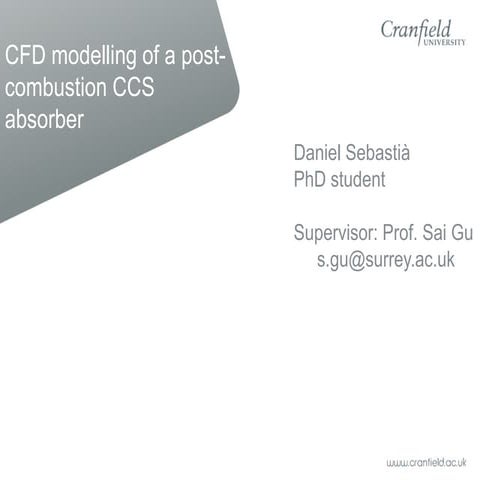 Computational Modelling and Optimisation of Carbon Capture Reactors, Daniel S...
